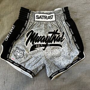 Muay Thai Speckled Black and Gray Athletic Shorts